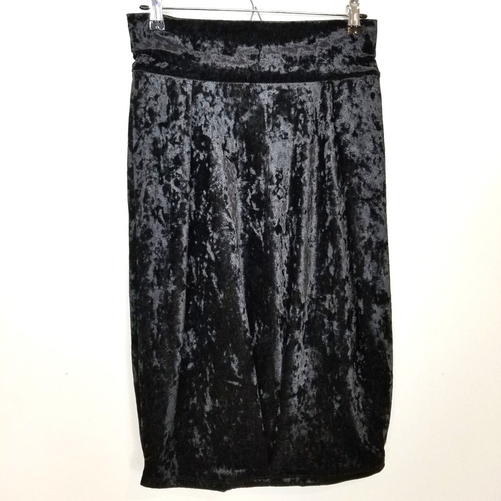 Anthropologie Lesley Evers Women‎ Velour Drapped Hem Skirt Sz M Black Boho